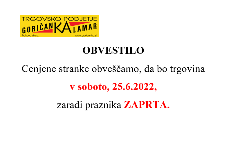 Obvestilo trgovina